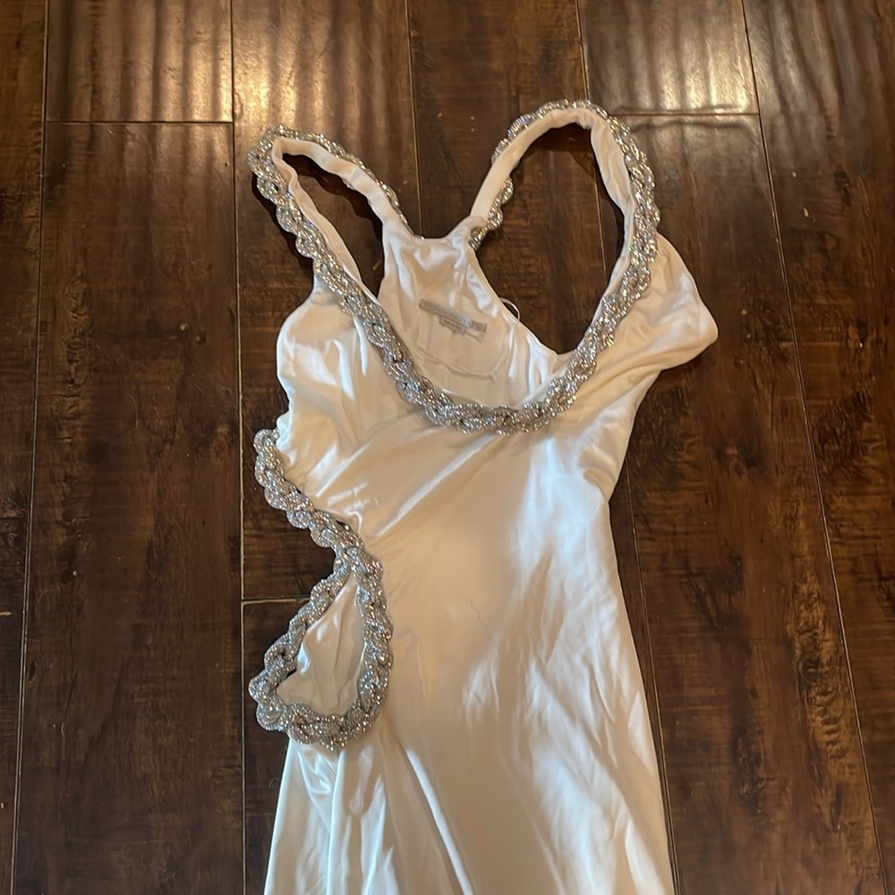 Stella McCartney Embellished Rope viscose stretchy gown cutout dress White - Picture 4 of 7